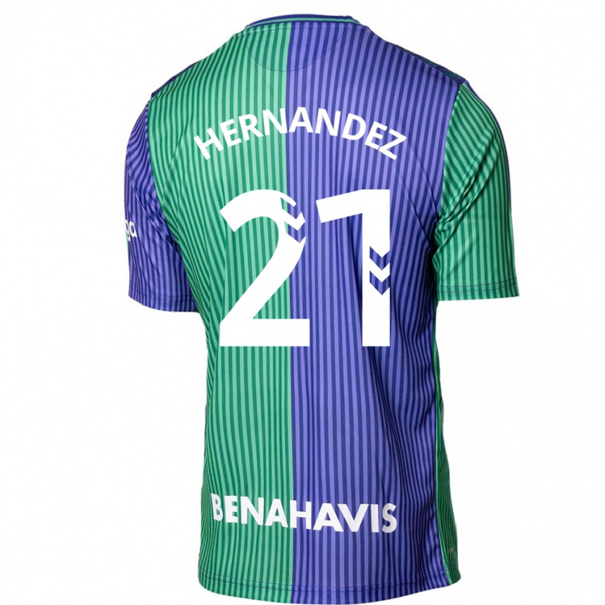 Enfant Football Maillot Juan Hernández #21 Vert Bleu Tenues Extérieur 2023/24 Canada