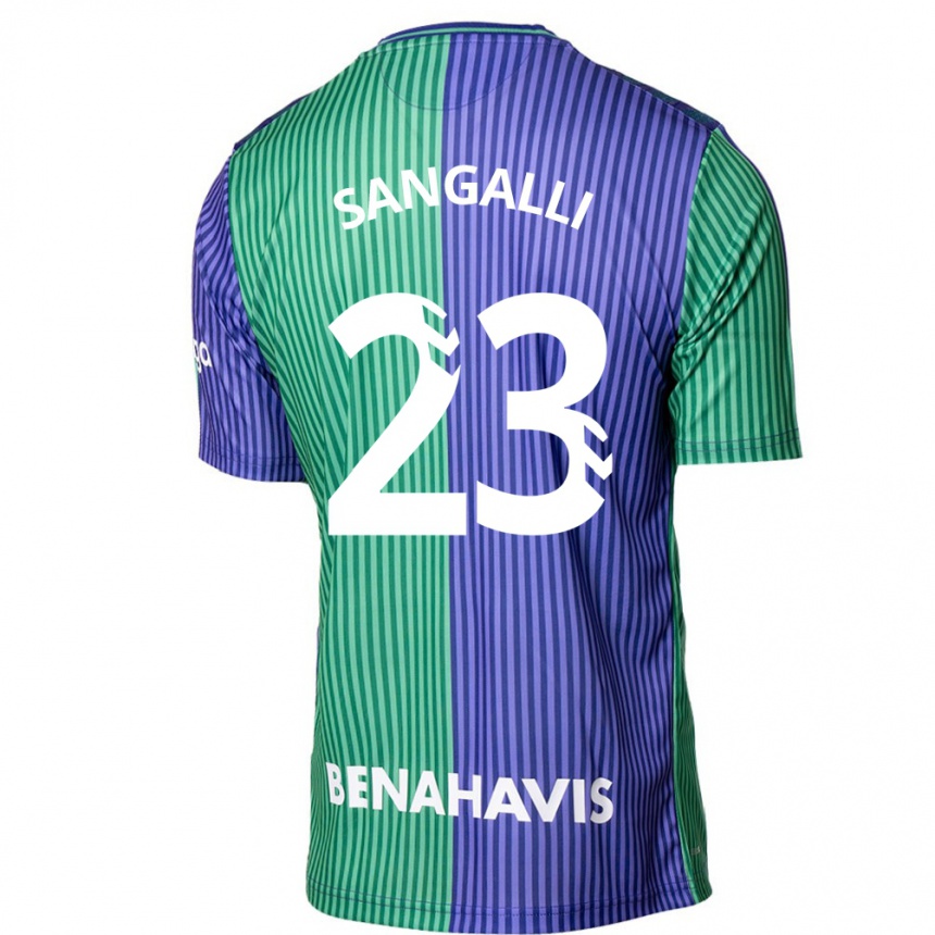 Enfant Football Maillot Luca Sangalli #23 Vert Bleu Tenues Extérieur 2023/24 Canada