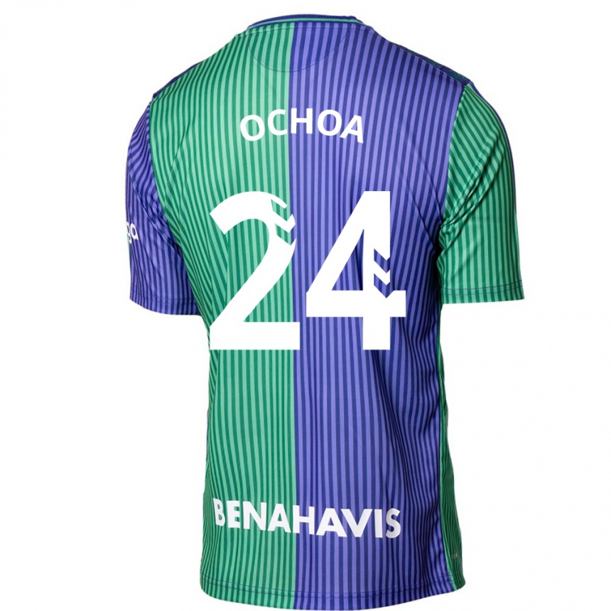 Enfant Football Maillot Aarón Ochoa #24 Vert Bleu Tenues Extérieur 2023/24 Canada