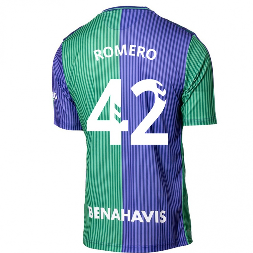 Enfant Football Maillot Andrea Romero #42 Vert Bleu Tenues Extérieur 2023/24 Canada