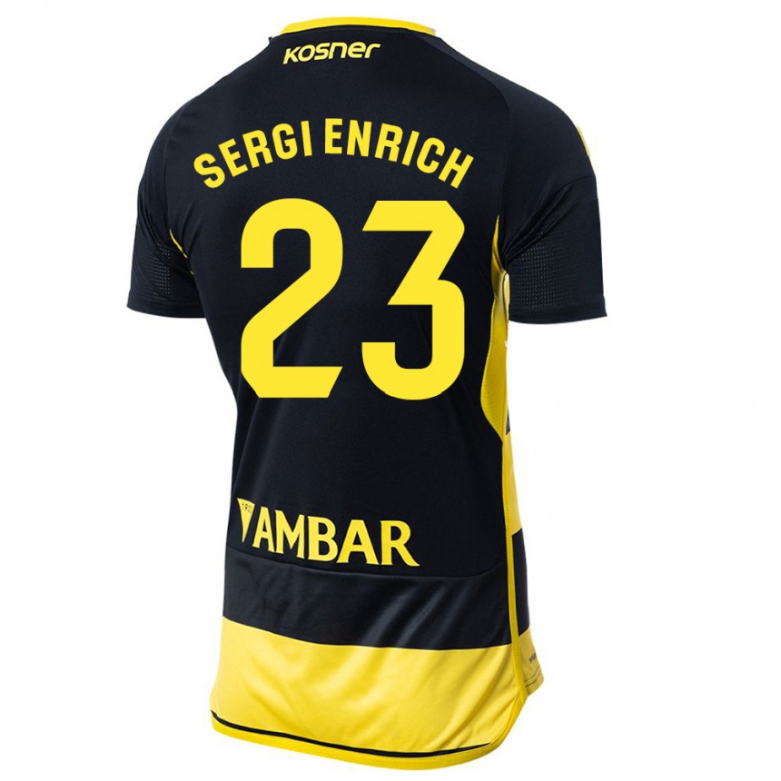 Kids Football Sergi Enrich #23 Black Yellow Away Jersey 2023/24 T-Shirt Canada