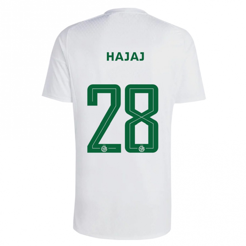 Kids Football Ilay Hajaj #28 Green Blue Away Jersey 2023/24 T-Shirt Canada