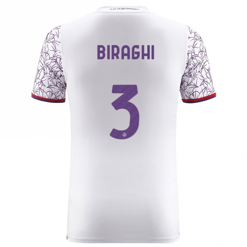 Kids Football Cristiano Biraghi #3 White Away Jersey 2023/24 T-Shirt Canada