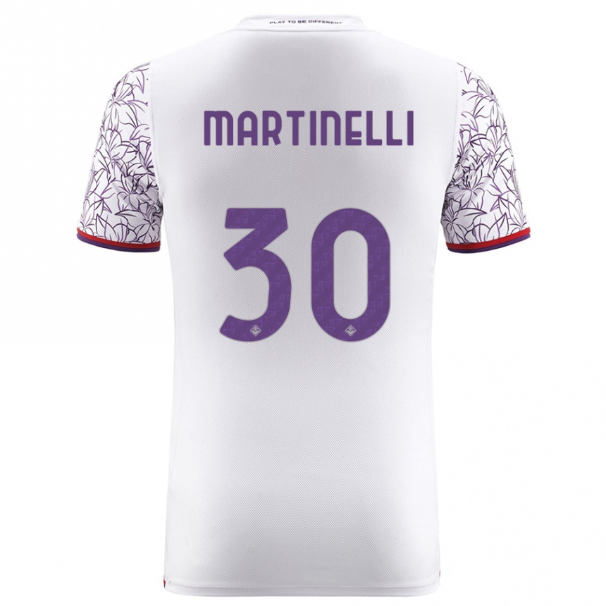 Kids Football Tommaso Martinelli #30 White Away Jersey 2023/24 T-Shirt Canada