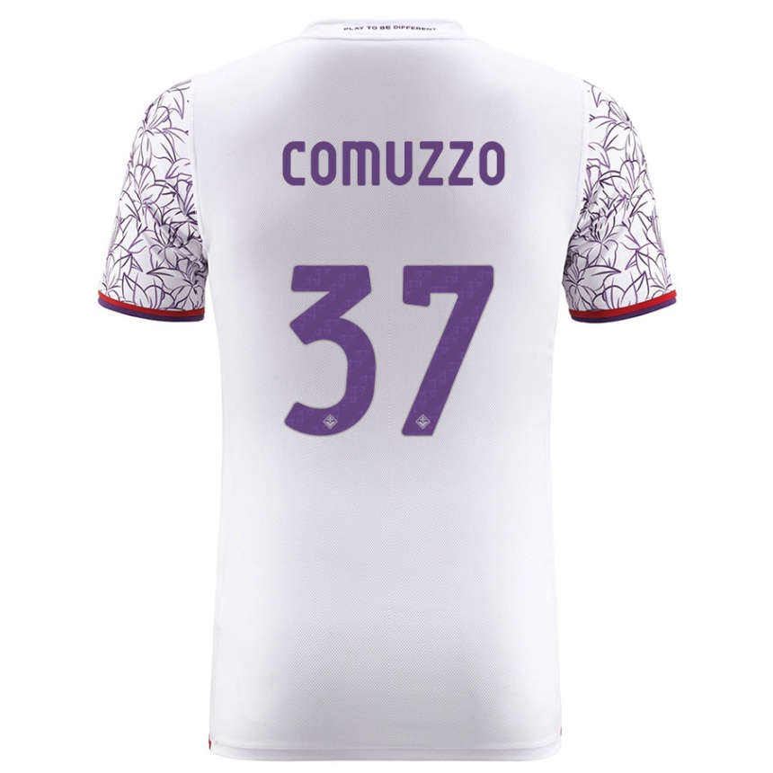 Kids Football Pietro Comuzzo #37 White Away Jersey 2023/24 T-Shirt Canada