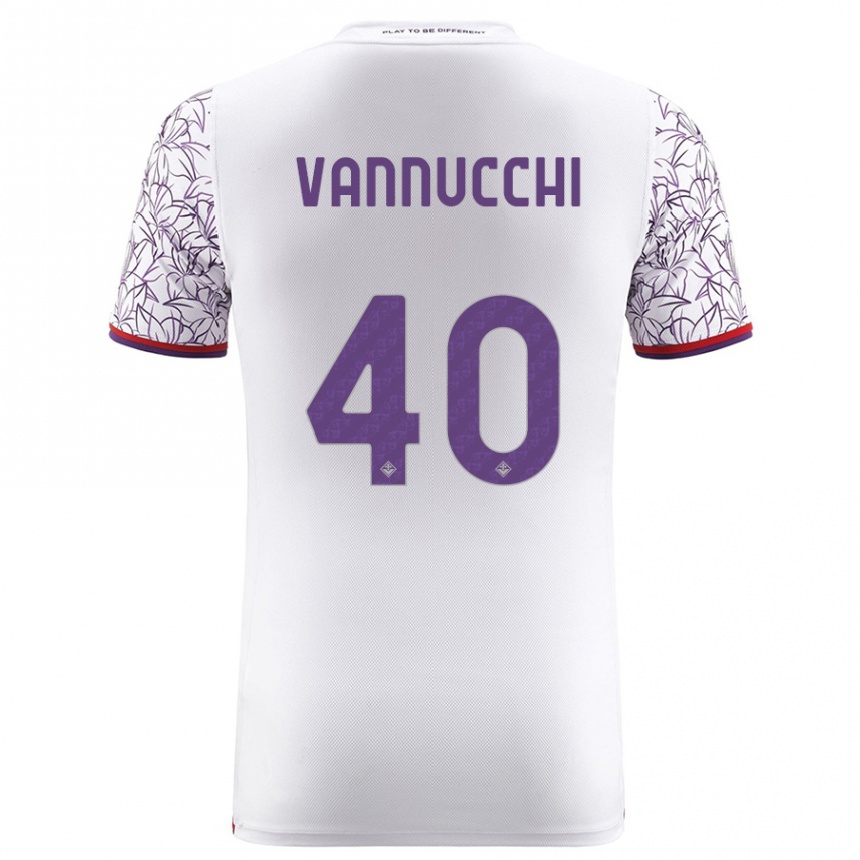 Kids Football Tommaso Vannucchi #40 White Away Jersey 2023/24 T-Shirt Canada