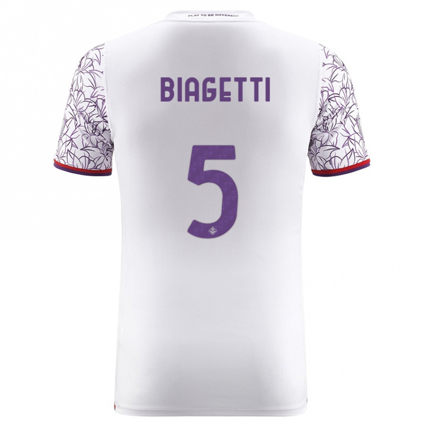 Kids Football Christian Biagetti #5 White Away Jersey 2023/24 T-Shirt Canada