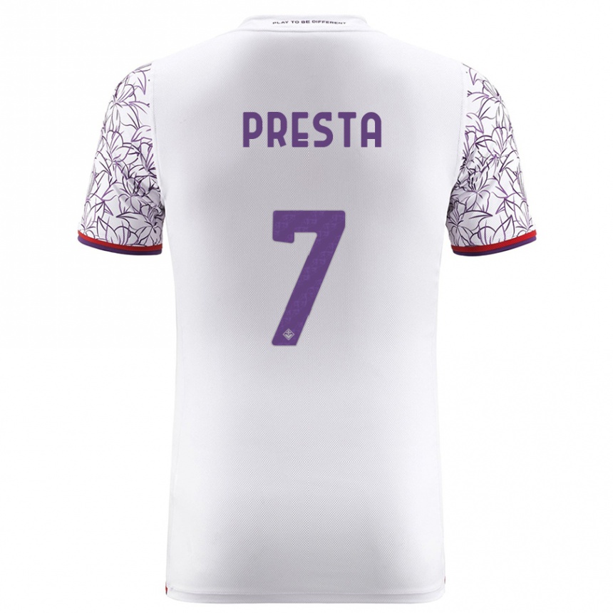 Kids Football Francesco Presta #7 White Away Jersey 2023/24 T-Shirt Canada