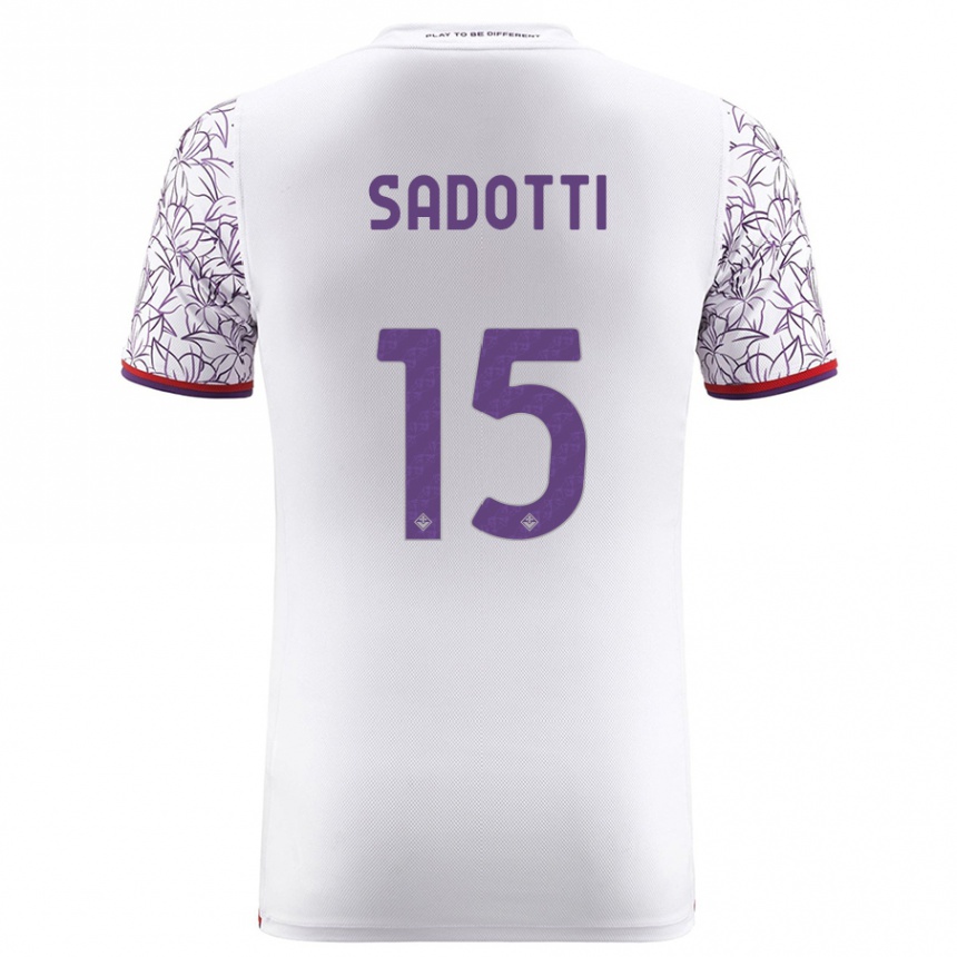 Kids Football Edoardo Sadotti #15 White Away Jersey 2023/24 T-Shirt Canada