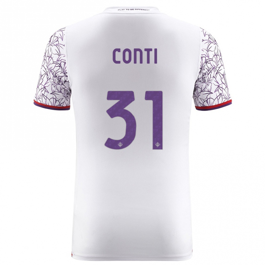 Kids Football Gabriele Conti #31 White Away Jersey 2023/24 T-Shirt Canada