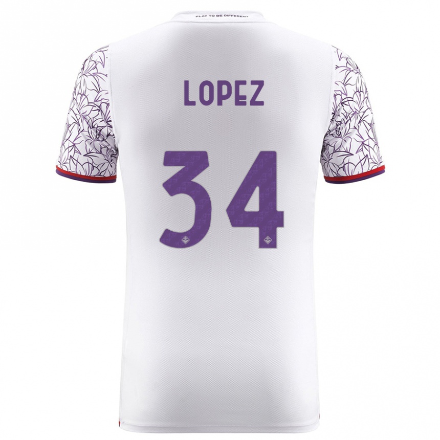 Kids Football Lucas López #34 White Away Jersey 2023/24 T-Shirt Canada