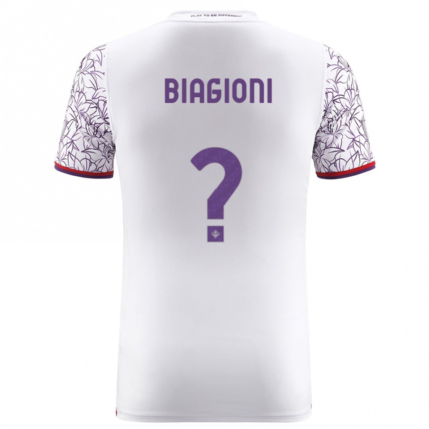 Kids Football Lorenzo Biagioni #0 White Away Jersey 2023/24 T-Shirt Canada