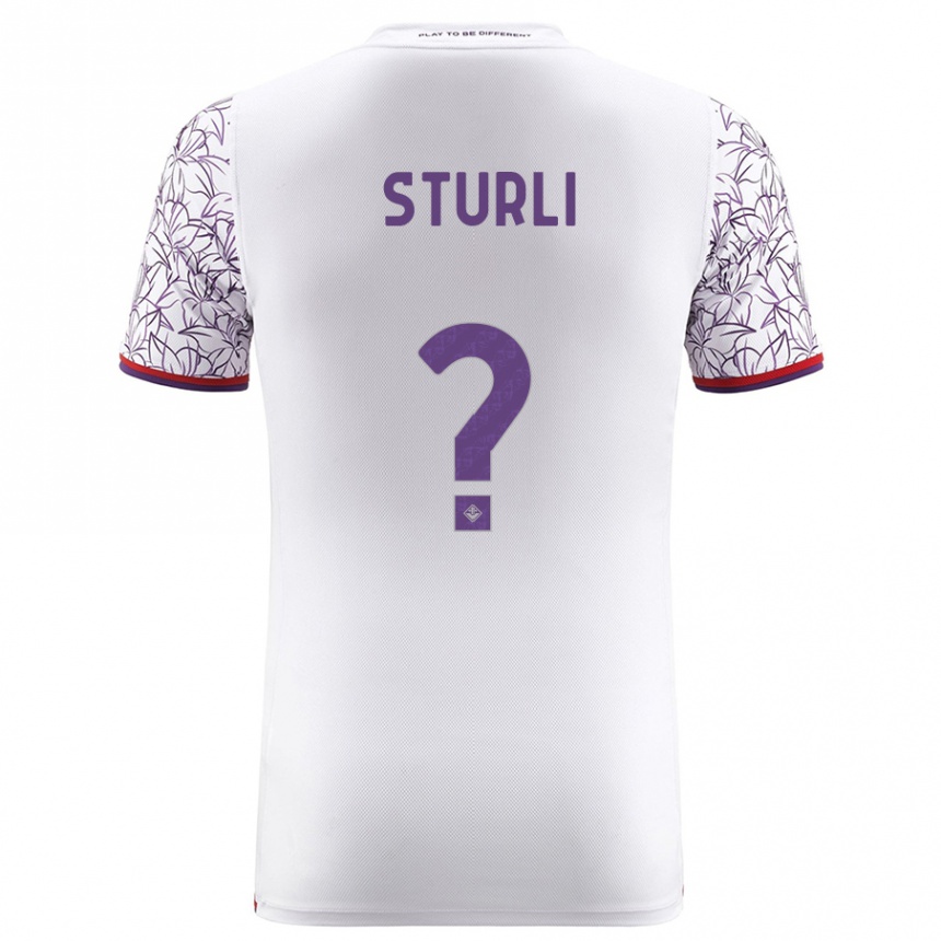 Kids Football Edoardo Sturli #0 White Away Jersey 2023/24 T-Shirt Canada