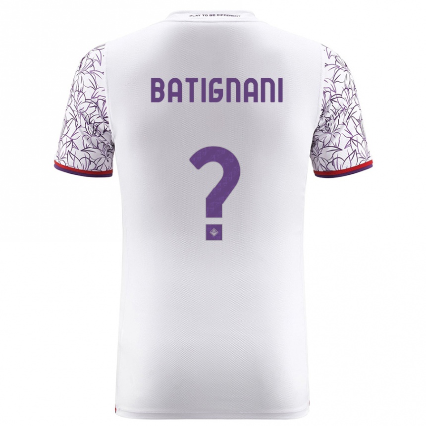 Kids Football Francesco Batignani #0 White Away Jersey 2023/24 T-Shirt Canada