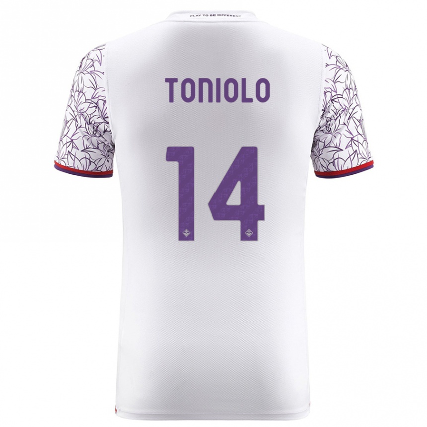 Kids Football Martina Toniolo #14 White Away Jersey 2023/24 T-Shirt Canada