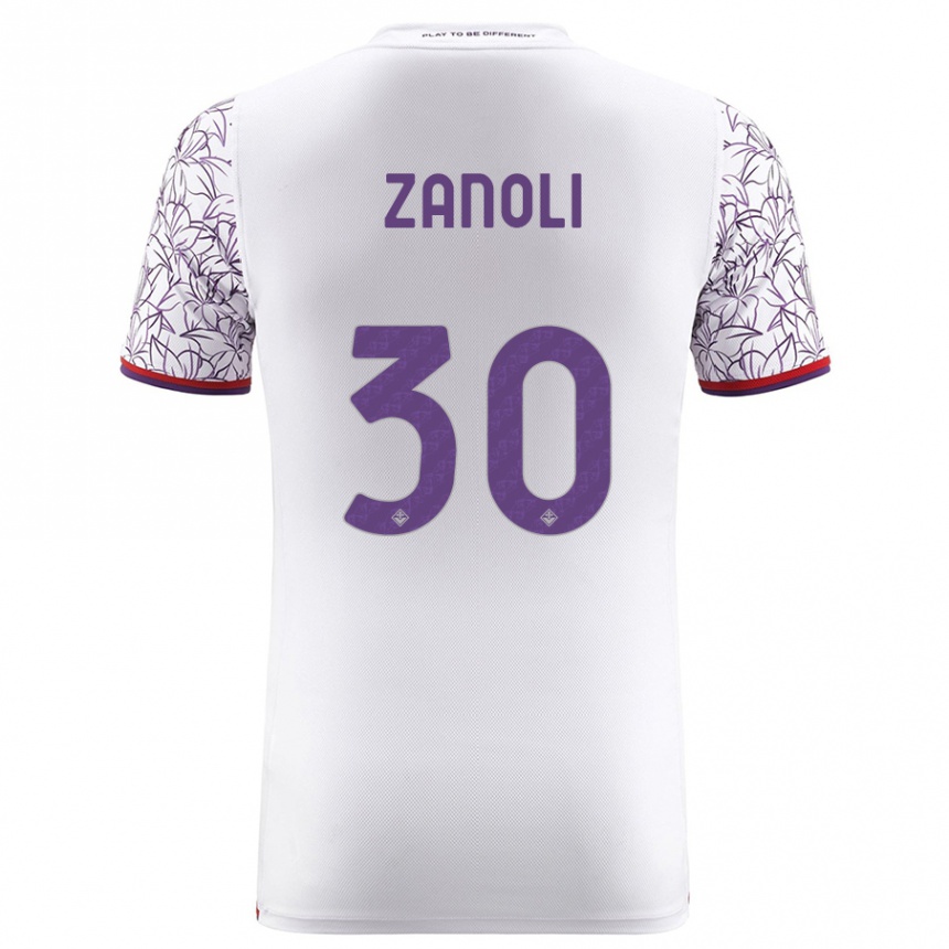 Kids Football Martina Zanoli #30 White Away Jersey 2023/24 T-Shirt Canada