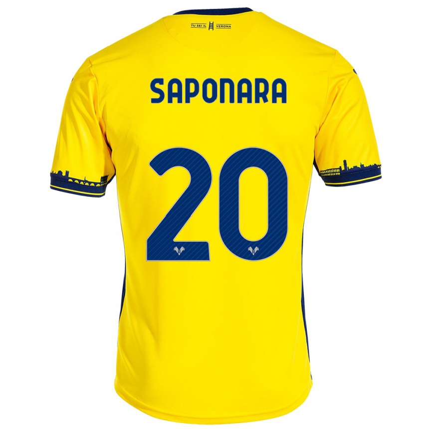 Kids Football Riccardo Saponara #20 Yellow Away Jersey 2023/24 T-Shirt Canada