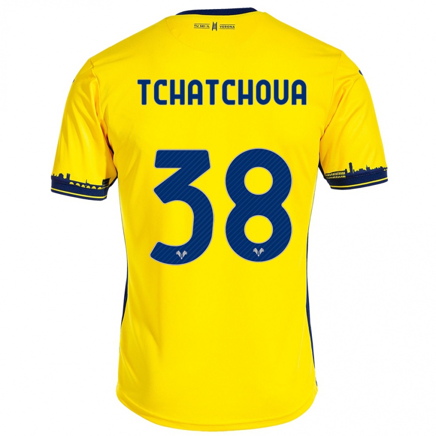 Kids Football Jackson Tchatchoua #38 Yellow Away Jersey 2023/24 T-Shirt Canada