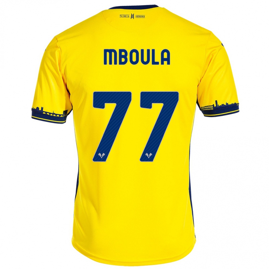 Kids Football Jordi Mboula #77 Yellow Away Jersey 2023/24 T-Shirt Canada