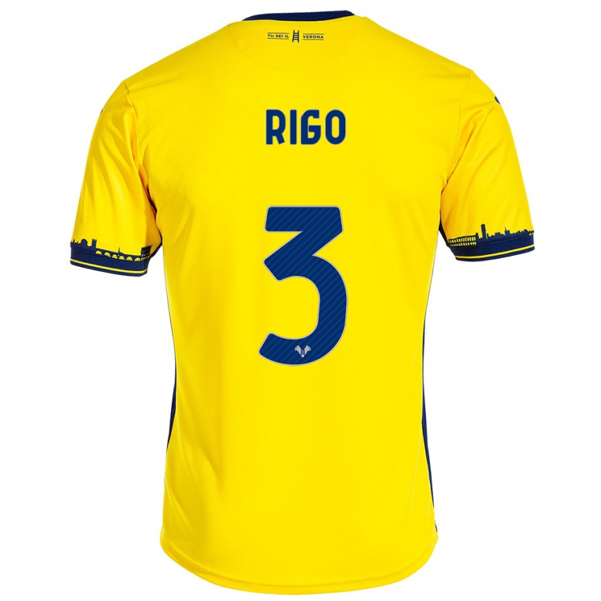 Enfant Football Maillot Mattia Rigo #3 Jaune Tenues Extérieur 2023/24 Canada