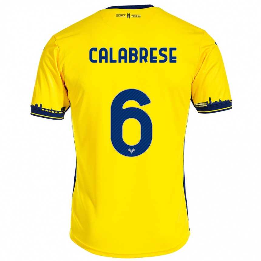 Kids Football Nicolò Calabrese #6 Yellow Away Jersey 2023/24 T-Shirt Canada