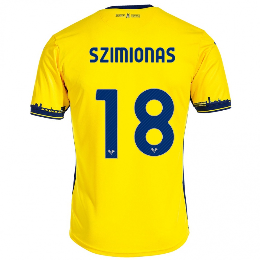 Kids Football Luca Szimionas #18 Yellow Away Jersey 2023/24 T-Shirt Canada