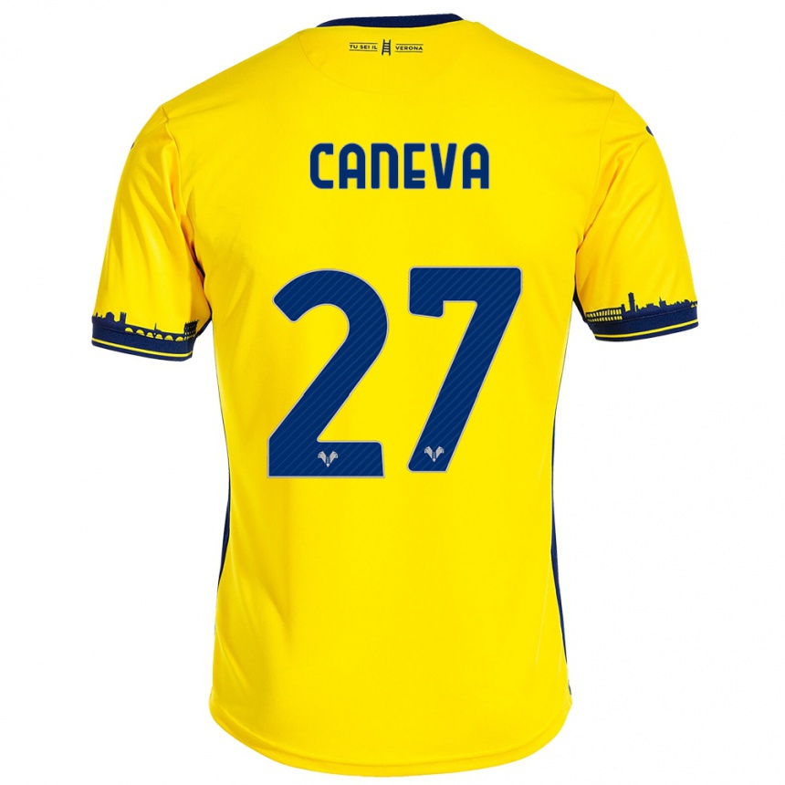 Enfant Football Maillot Elia Caneva #27 Jaune Tenues Extérieur 2023/24 Canada