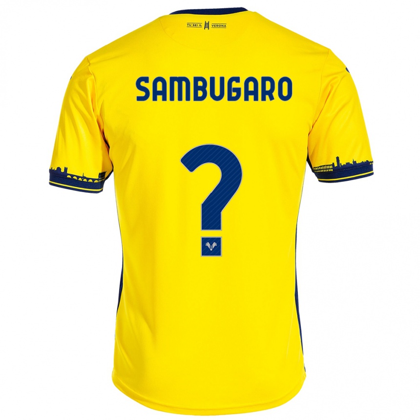 Enfant Football Maillot Mattia Sambugaro #0 Jaune Tenues Extérieur 2023/24 Canada