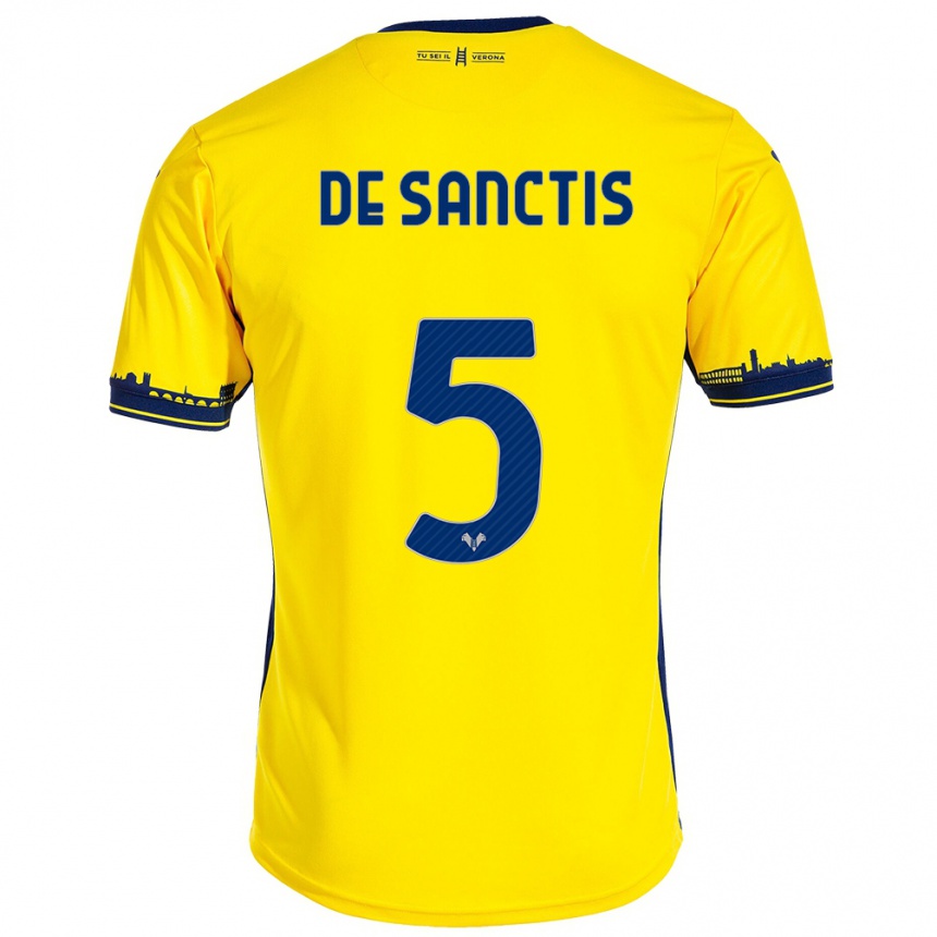 Kids Football Aurora De Sanctis #5 Yellow Away Jersey 2023/24 T-Shirt Canada