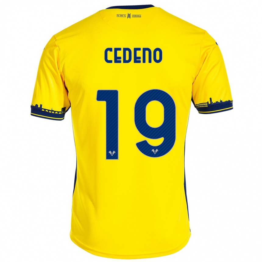 Kids Football Lineth Cedeno #19 Yellow Away Jersey 2023/24 T-Shirt Canada