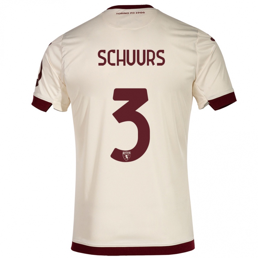 Kids Football Perr Schuurs #3 Champagne Away Jersey 2023/24 T-Shirt Canada