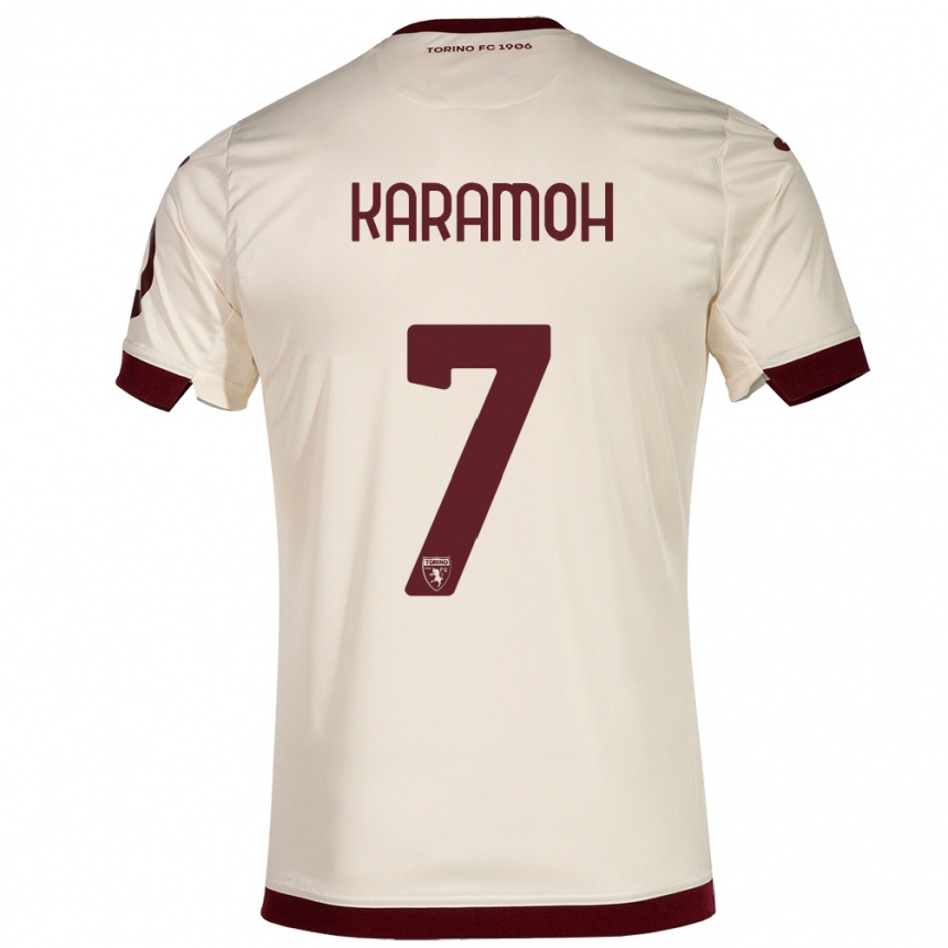 Kids Football Yann Karamoh #7 Champagne Away Jersey 2023/24 T-Shirt Canada