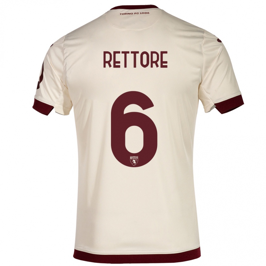 Kids Football Mirko Rettore #6 Champagne Away Jersey 2023/24 T-Shirt Canada