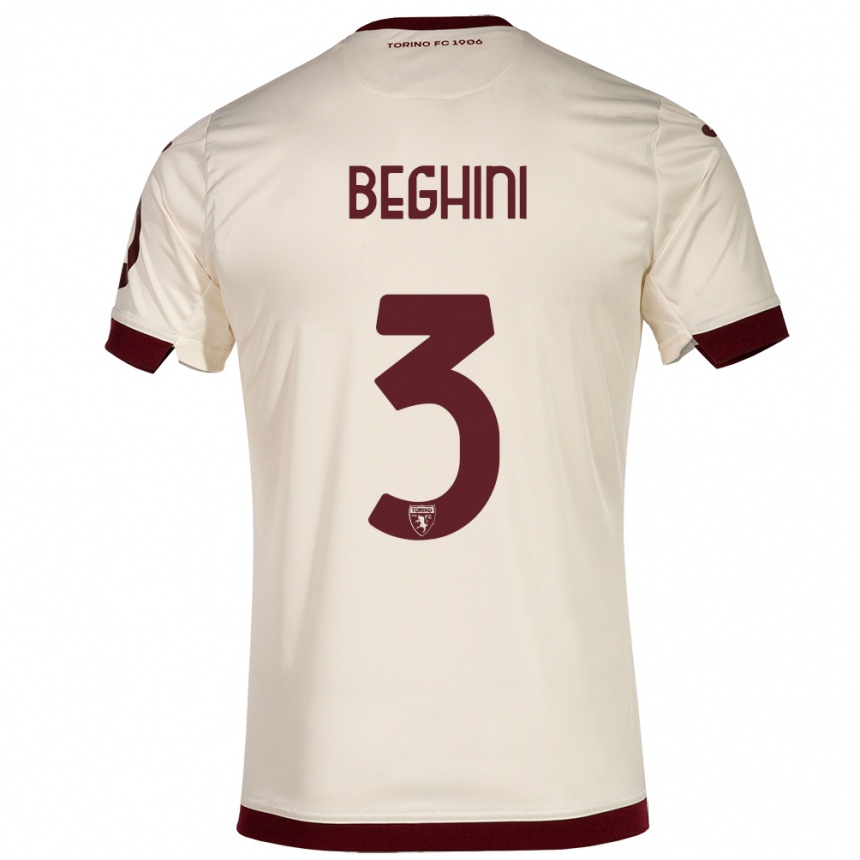 Kids Football Giulia Beghini #3 Champagne Away Jersey 2023/24 T-Shirt Canada