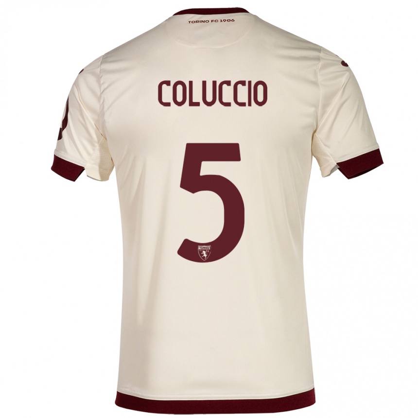 Kids Football Francesca Coluccio #5 Champagne Away Jersey 2023/24 T-Shirt Canada