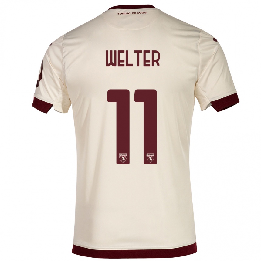 Kids Football Francesca Welter #11 Champagne Away Jersey 2023/24 T-Shirt Canada