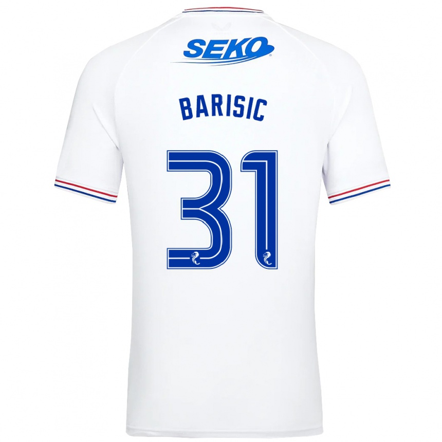 Kids Football Borna Barisic #31 White Away Jersey 2023/24 T-Shirt Canada