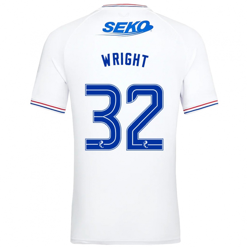 Kids Football Kieran Wright #32 White Away Jersey 2023/24 T-Shirt Canada