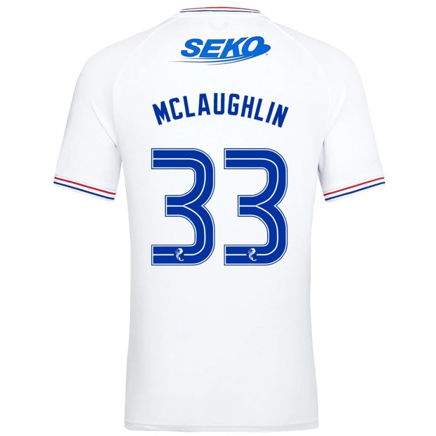 Kids Football Jon Mclaughlin #33 White Away Jersey 2023/24 T-Shirt Canada