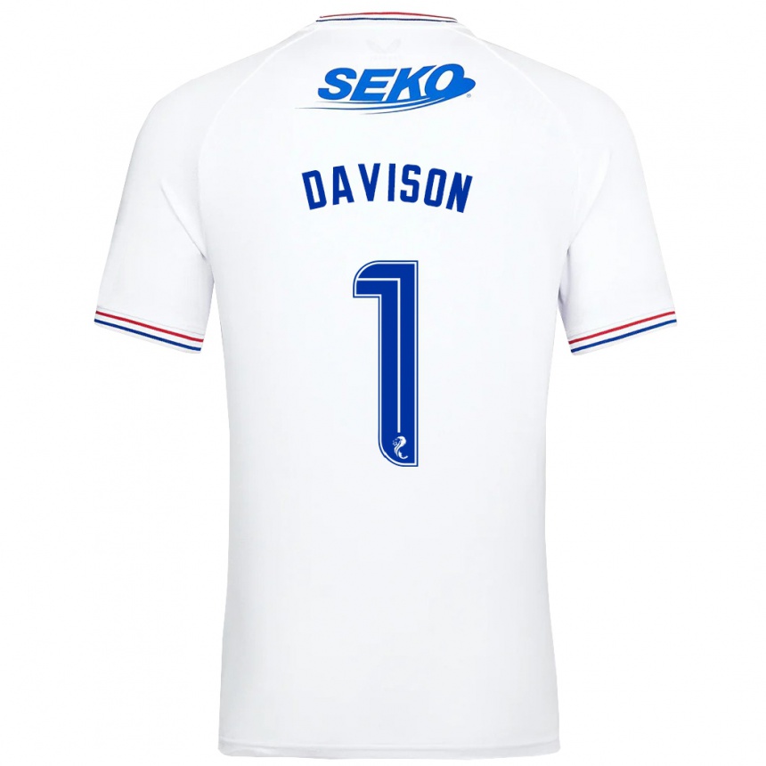 Kids Football Hannah Davison #1 White Away Jersey 2023/24 T-Shirt Canada