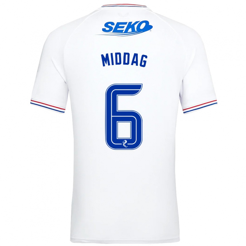 Kids Football Tessel Middag #6 White Away Jersey 2023/24 T-Shirt Canada