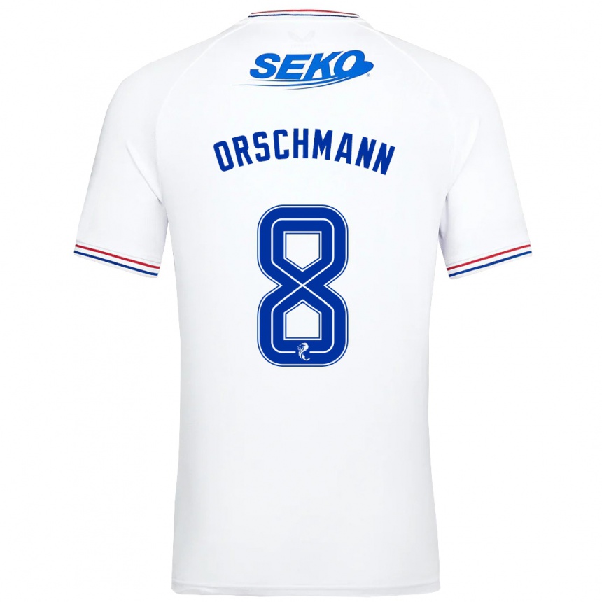 Kids Football Dina Orschmann #8 White Away Jersey 2023/24 T-Shirt Canada