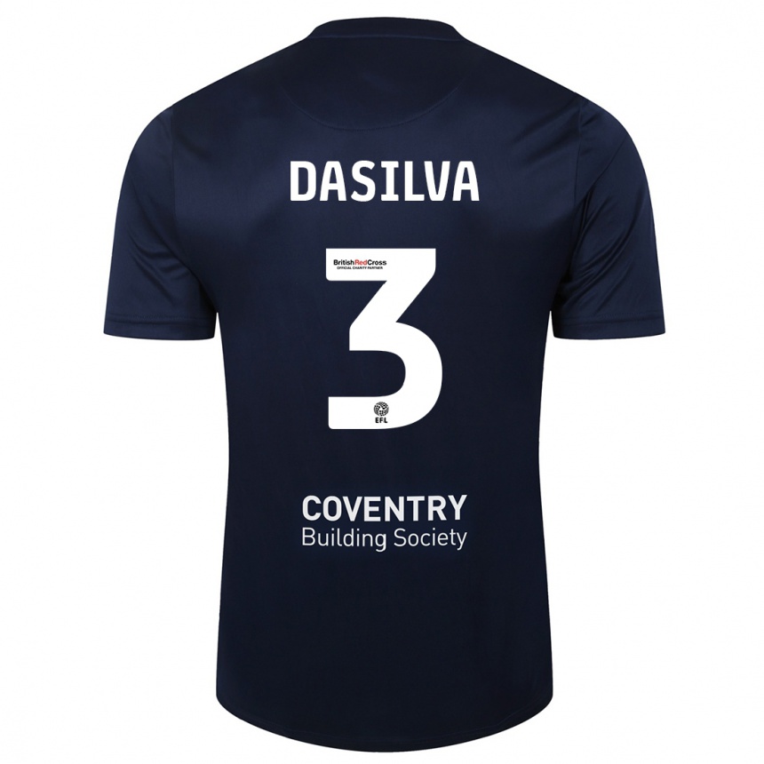 Kids Football Jay Dasilva #3 Red Navy Away Jersey 2023/24 T-Shirt Canada