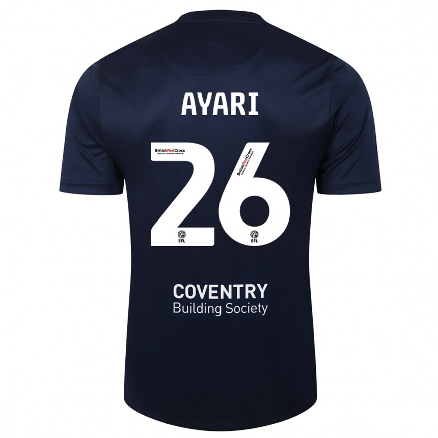 Kids Football Yasin Ayari #26 Red Navy Away Jersey 2023/24 T-Shirt Canada