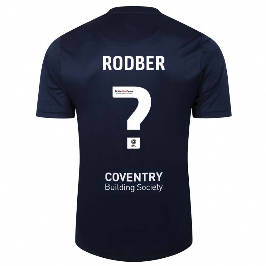 Kids Football Samuel Rodber #0 Red Navy Away Jersey 2023/24 T-Shirt Canada