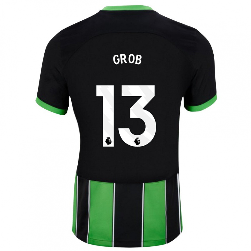 Kids Football Pascal Groß #13 Black Green Away Jersey 2023/24 T-Shirt Canada