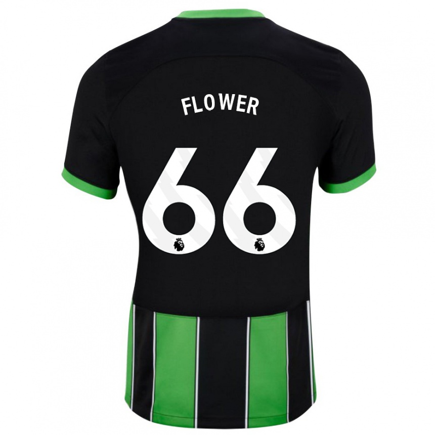 Kids Football Louis Flower #66 Black Green Away Jersey 2023/24 T-Shirt Canada