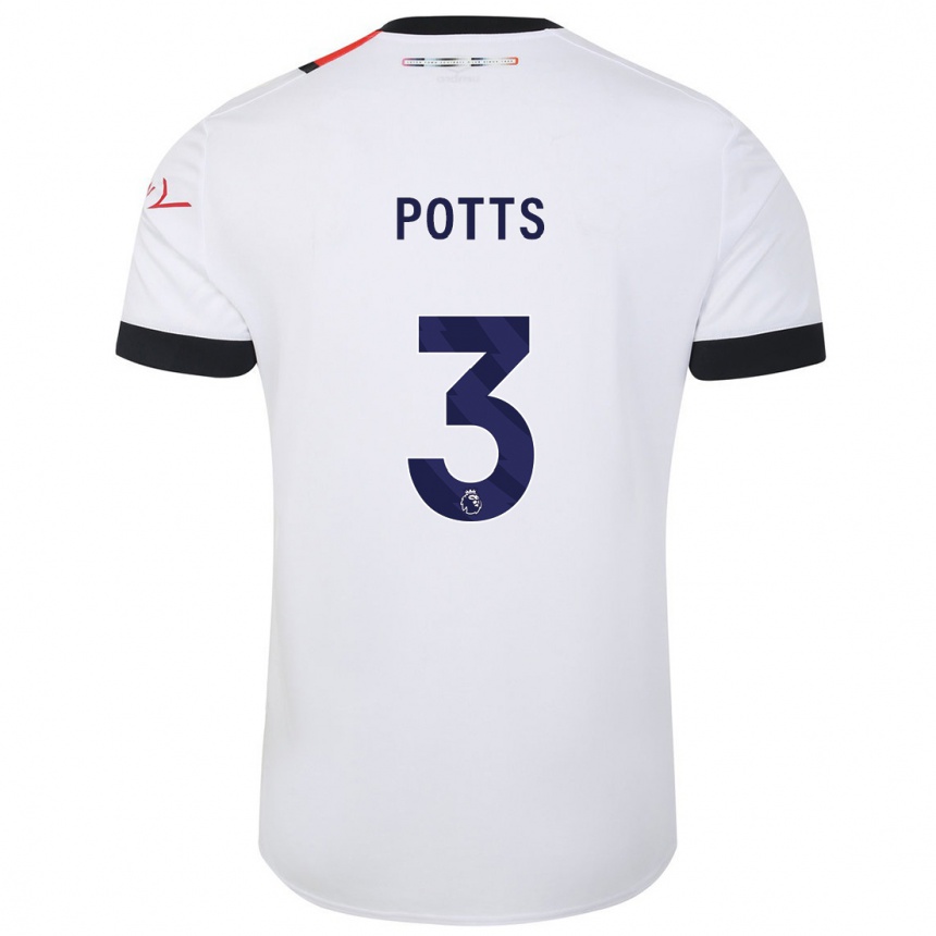 Enfant Football Maillot Dan Potts #3 Blanc Tenues Extérieur 2023/24 Canada