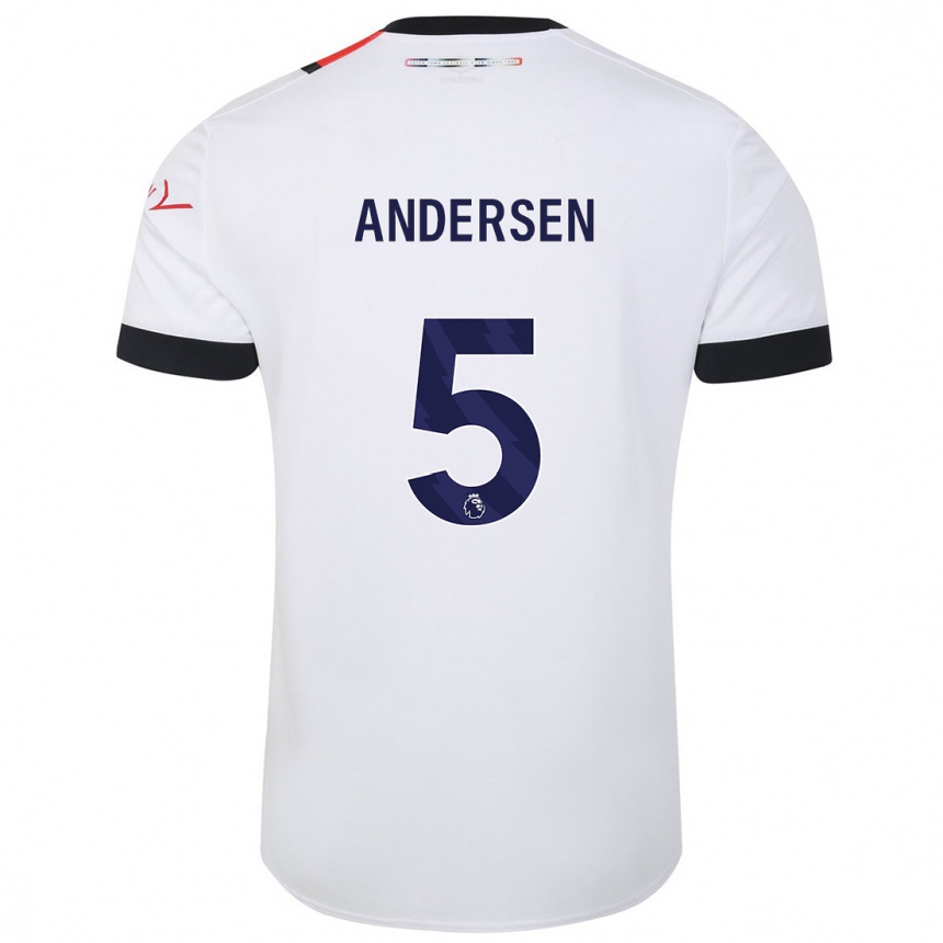 Kids Football Mads Andersen #5 White Away Jersey 2023/24 T-Shirt Canada