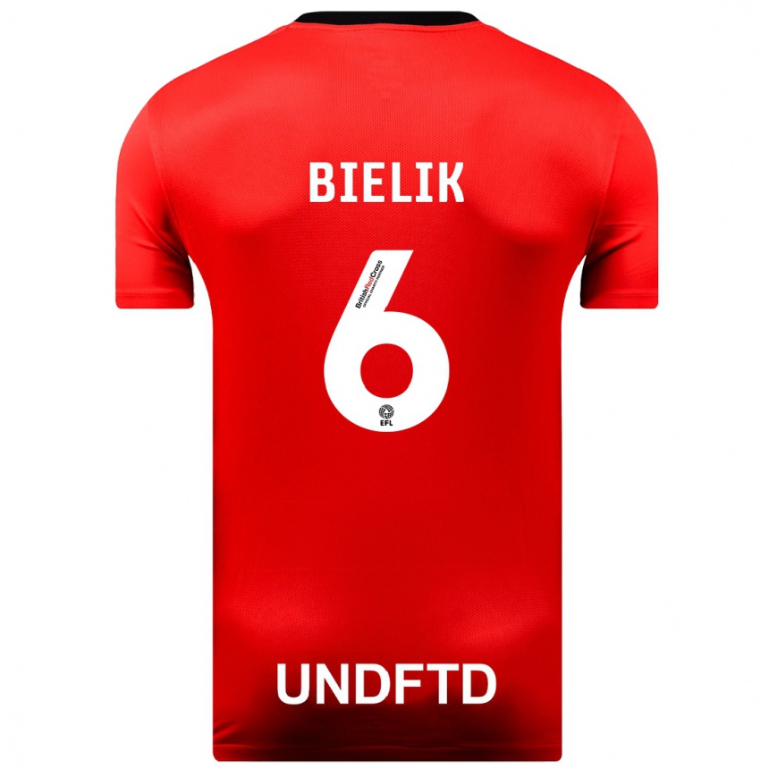 Kids Football Krystian Bielik #6 Red Away Jersey 2023/24 T-Shirt Canada